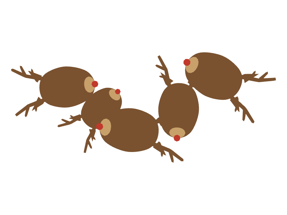 Reindeer drawn along a curved stroke