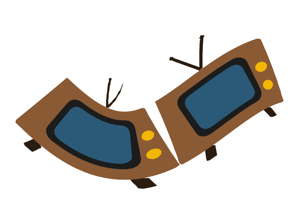 Retro TV drawn along a curved stroke