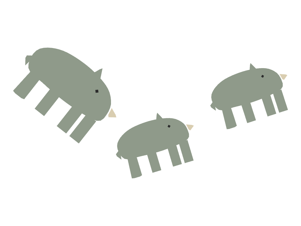 Rhino drawn along a curved stroke