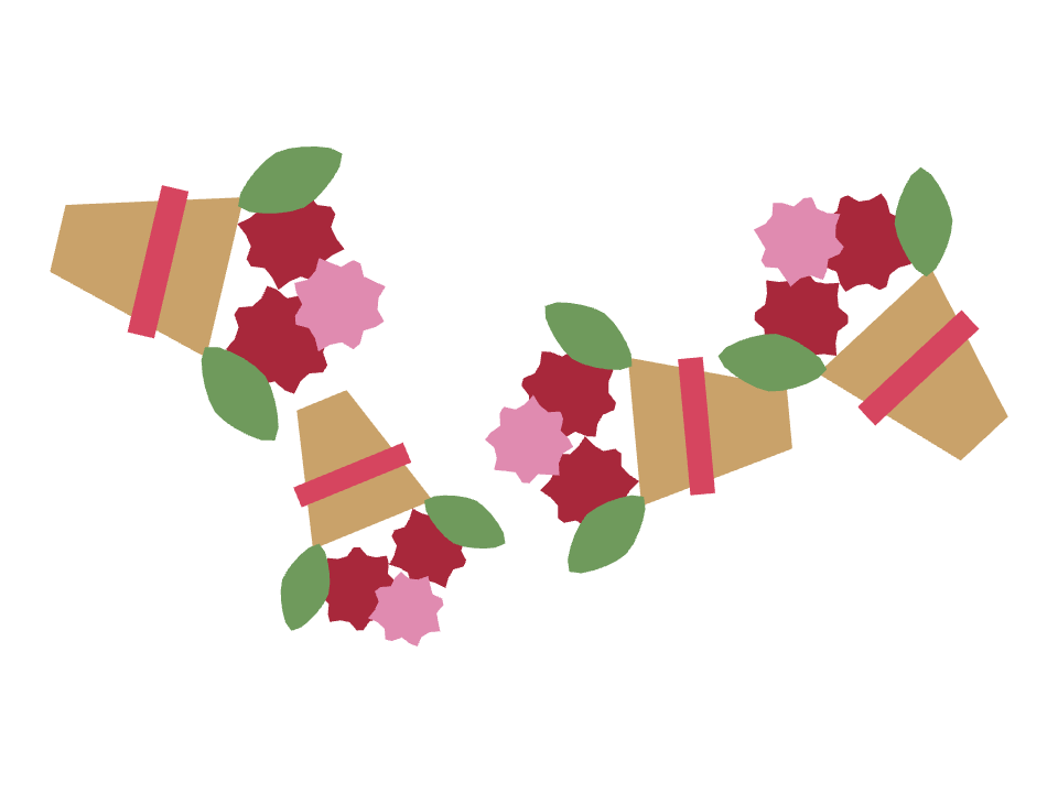 Rose Bouquet drawn along a curved stroke