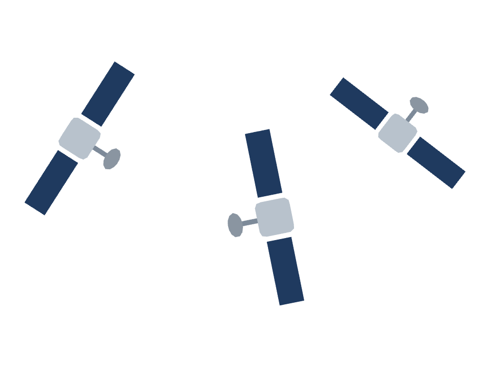 Satellite drawn along one curved stroke