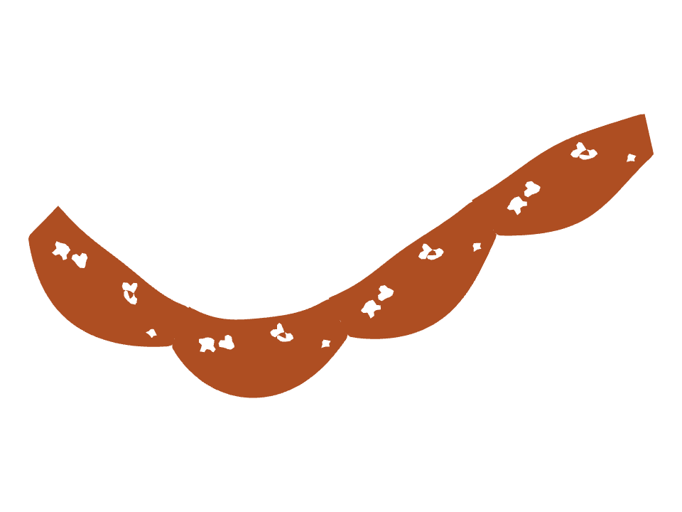 Scalloped wash drawn along a curved stroke