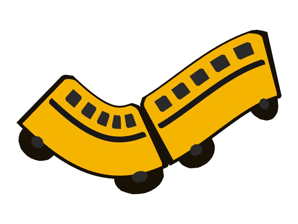 School Bus drawn along a curved stroke