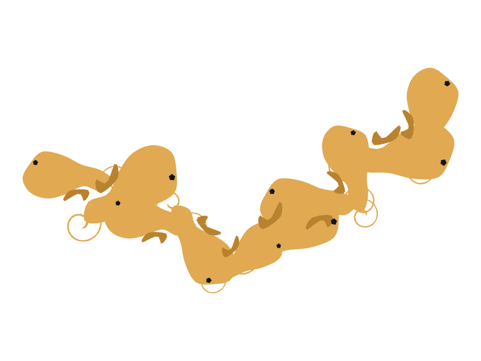 Seahorse drawn along a curved stroke