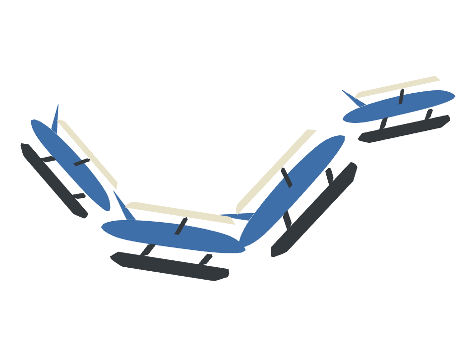Seaplane drawn along a curved stroke