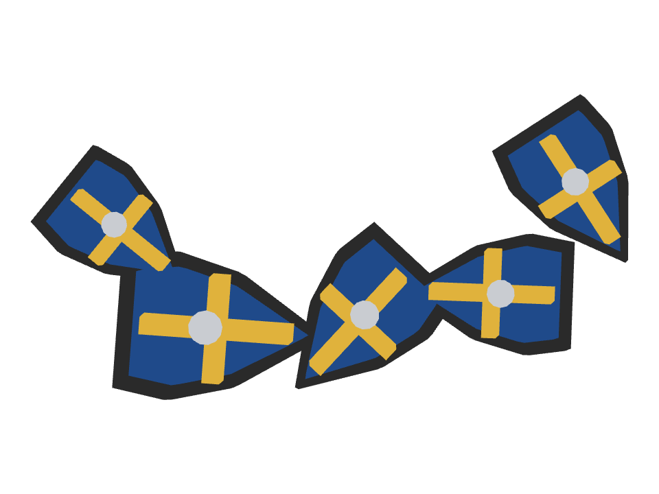 Shield drawn along a curved stroke