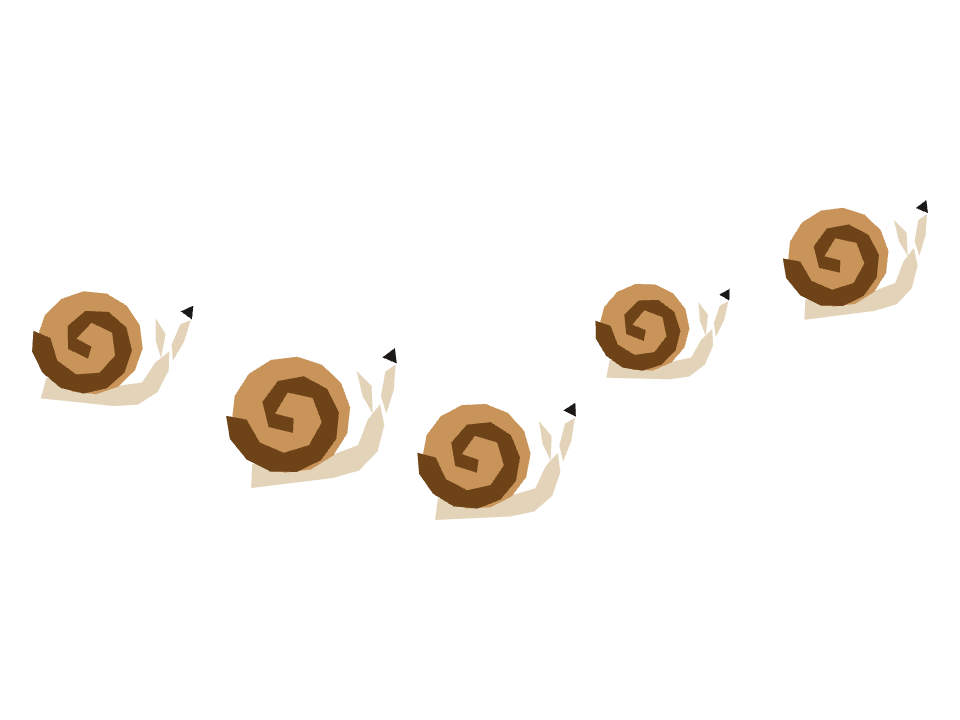 Snails drawn along one curved stroke
