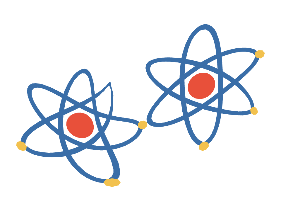 Space Age Atom Shape drawn along a curved stroke
