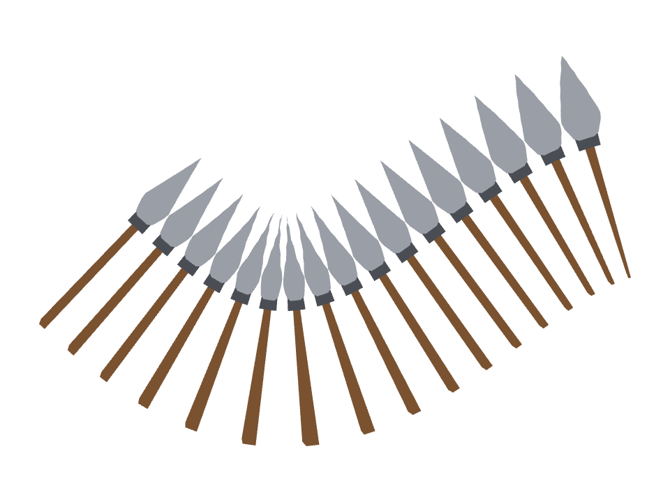 Spear drawn along a curved stroke