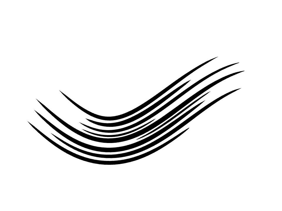 Speed lines drawn along a curved stroke