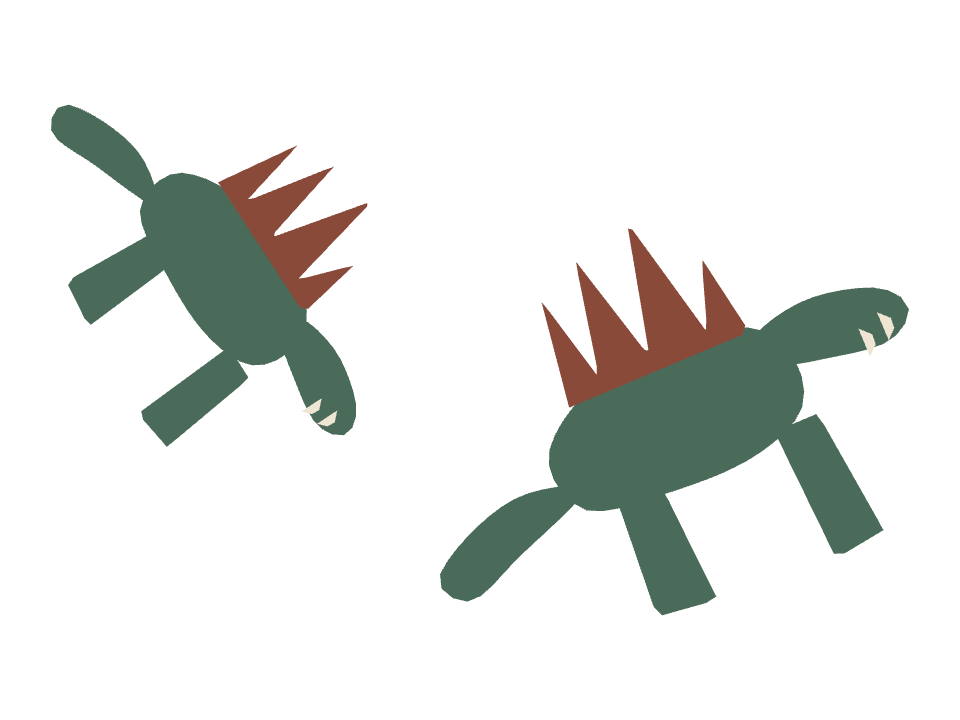 Spinosaurus drawn along a curved stroke