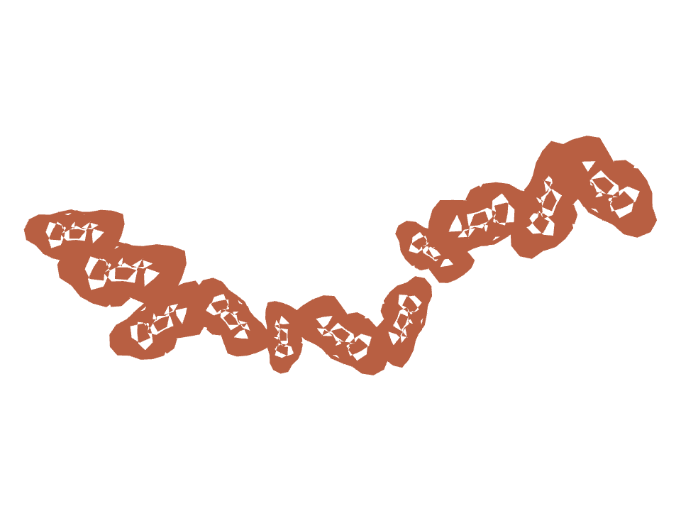 Sponge dab drawn along a curved stroke