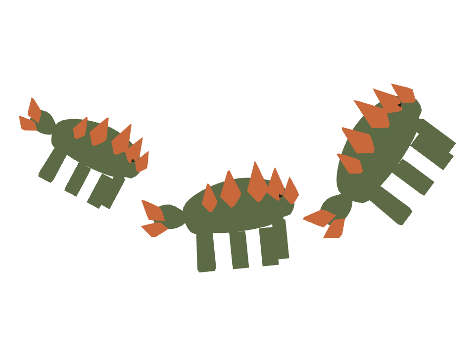 Stegosaurus drawn along a curved stroke