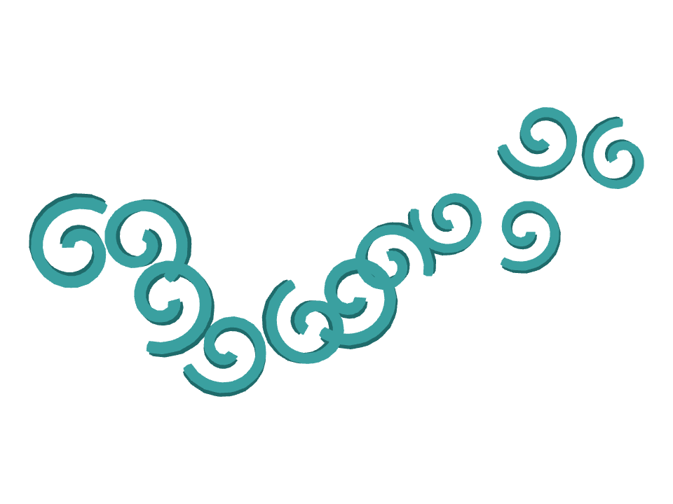 Streamer Curl drawn along one curved stroke