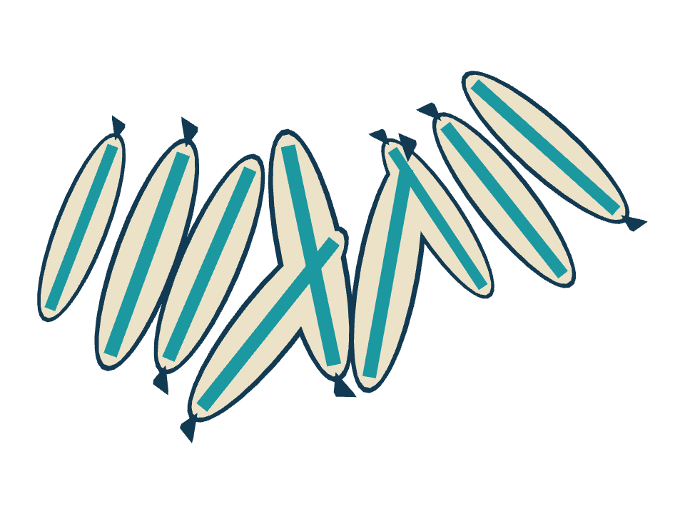 Surfboard drawn along a curved stroke