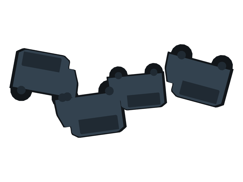SUV drawn along a curved stroke