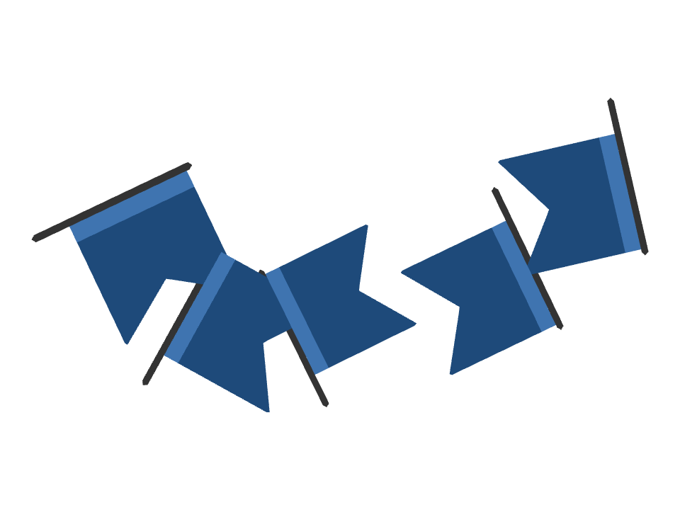 Swallowtail Flag drawn along one curved stroke