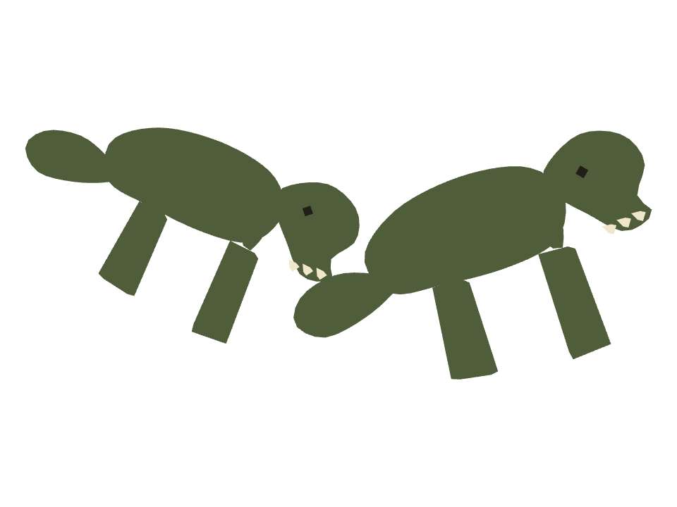 T-Rex drawn along a curved stroke