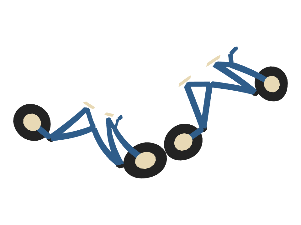 Tandem Bike drawn along a curved stroke