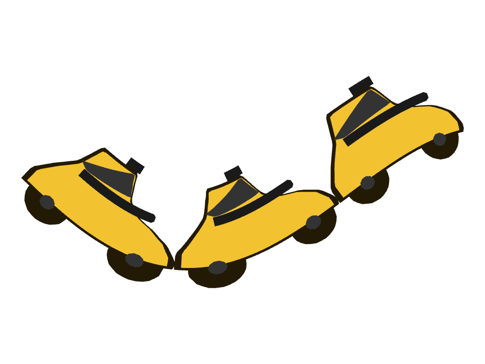 Taxi Cab drawn along a curved stroke