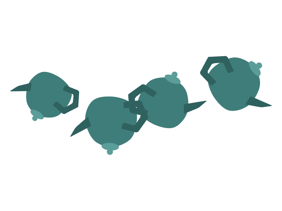 Teapot drawn along a curved stroke