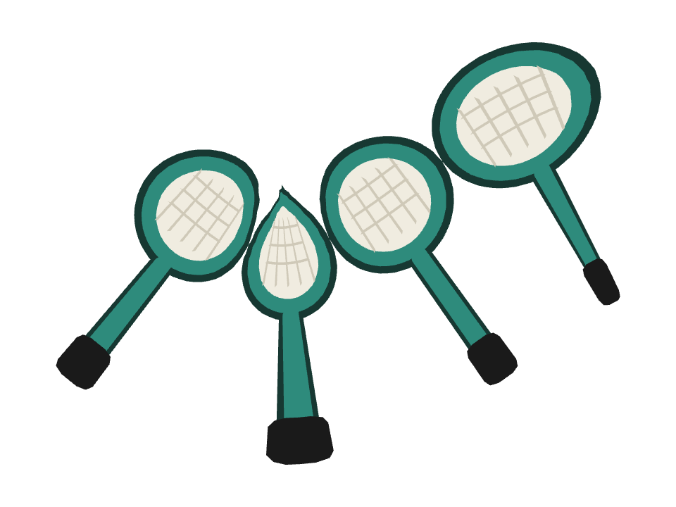 Tennis Racket drawn along a curved stroke