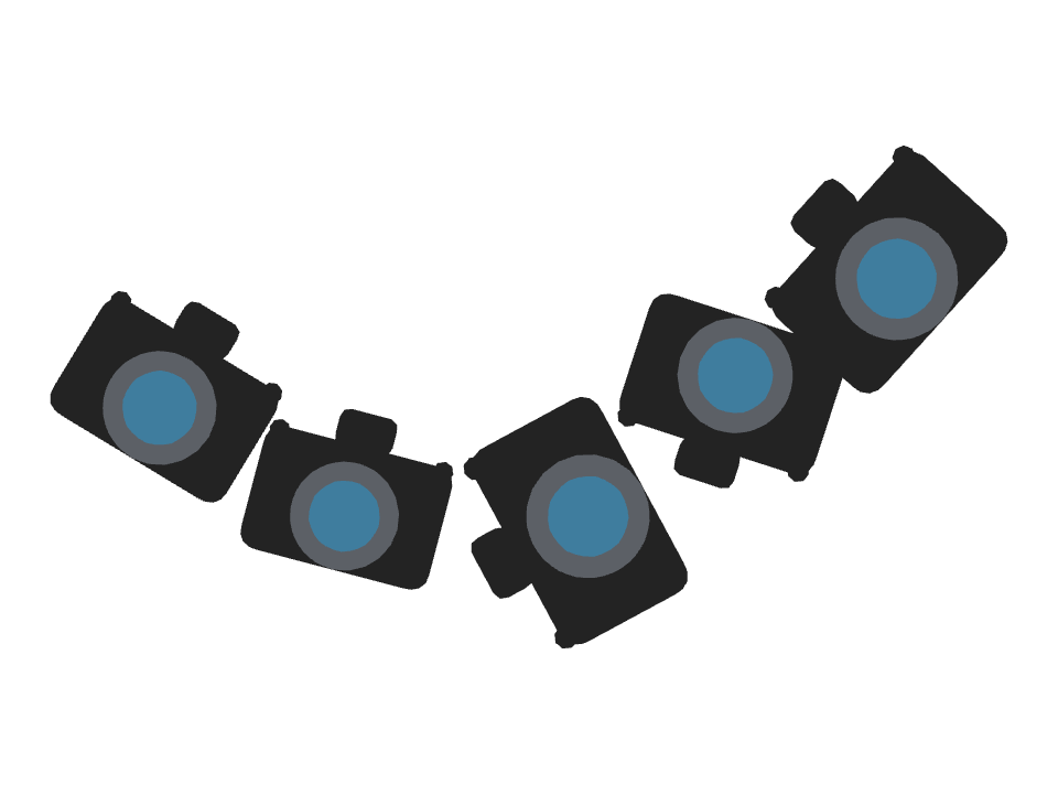 Travel Camera Case drawn along a curved stroke