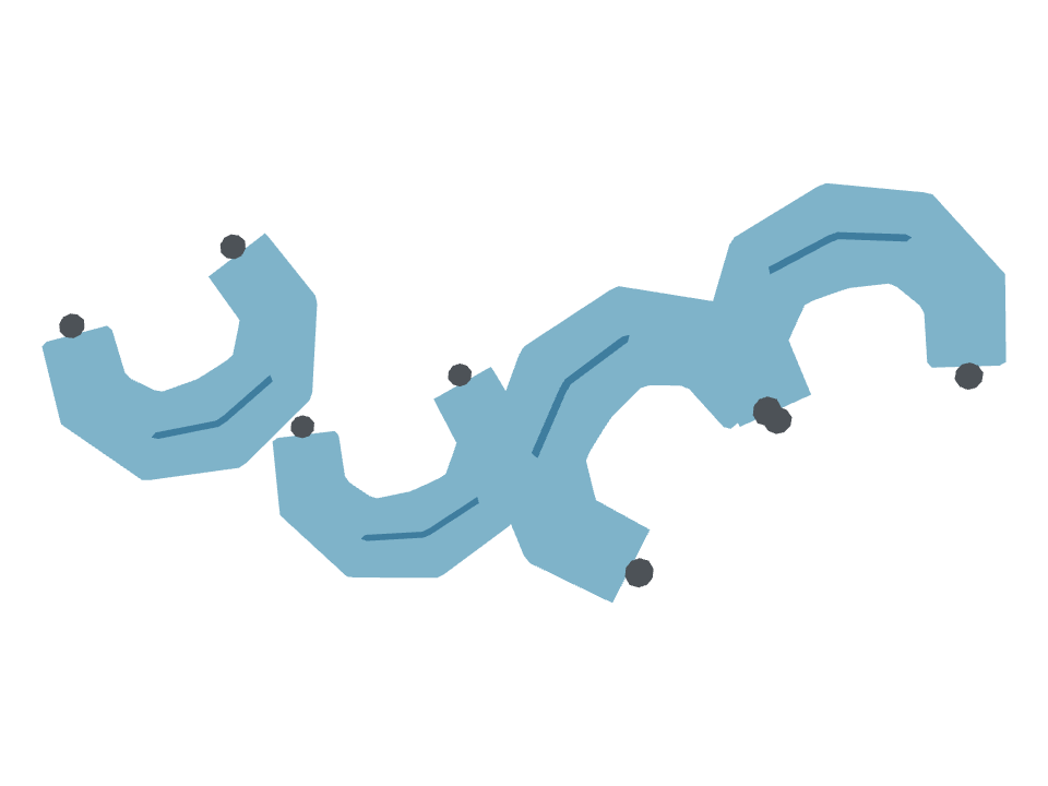 Travel Pillow drawn along a curved stroke