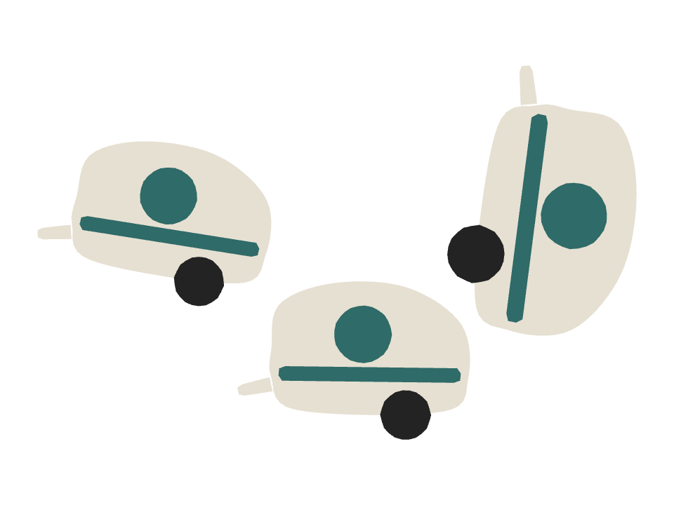 Travel Trailer drawn along one curved stroke