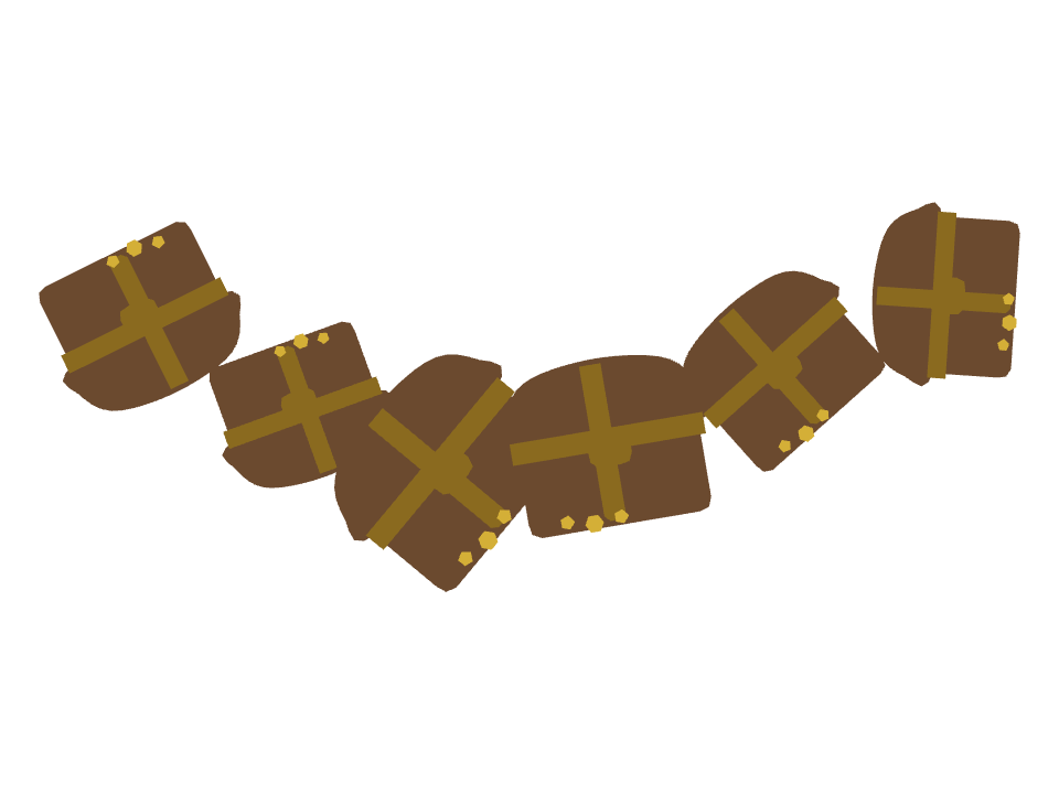 Treasure Chest drawn along a curved stroke