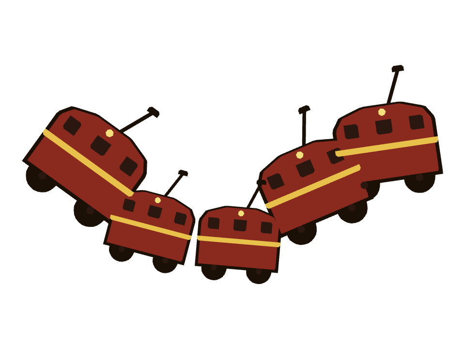 Trolley Car drawn along a curved stroke