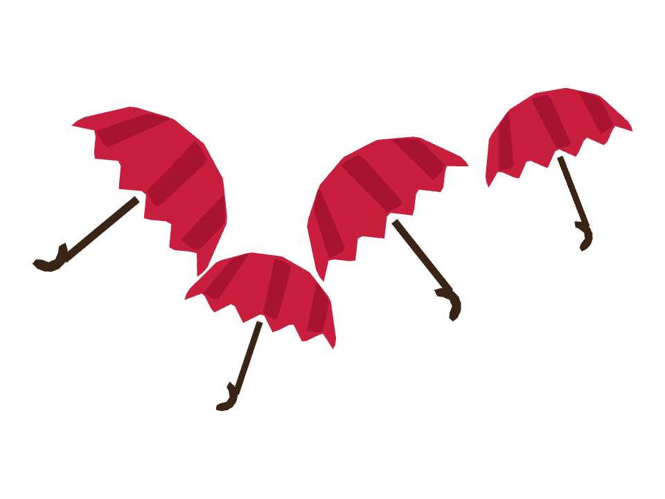 Umbrella drawn along a curved stroke
