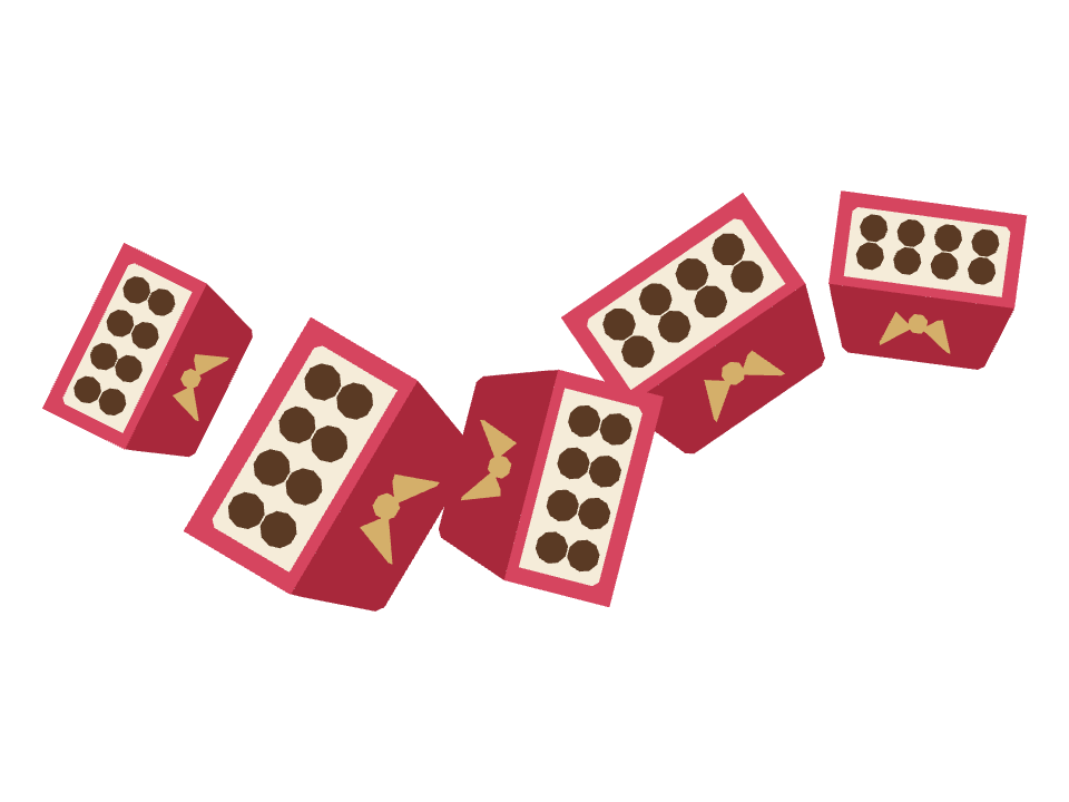 Valentine Chocolates Box drawn along a curved stroke
