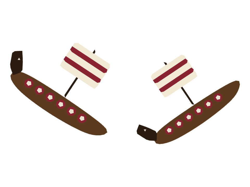 Viking Ship drawn along a curved stroke