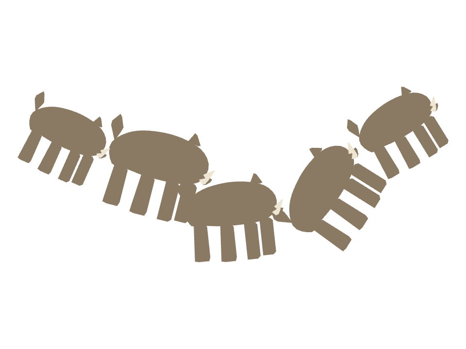 Warthog drawn along a curved stroke