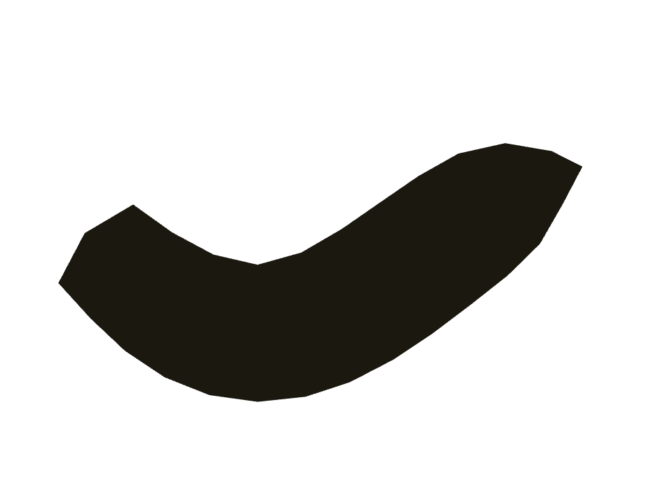 Wet brush drawn along a curved stroke
