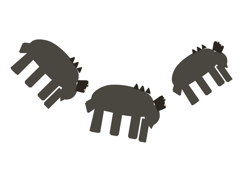 Wildebeest drawn along a curved stroke