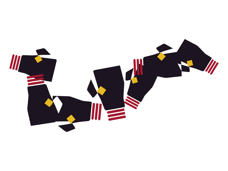 Witch Shoes drawn along a curved stroke