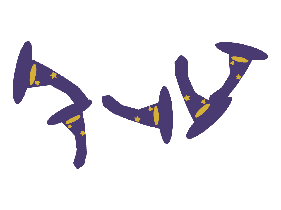 Wizard Hat drawn along a curved stroke