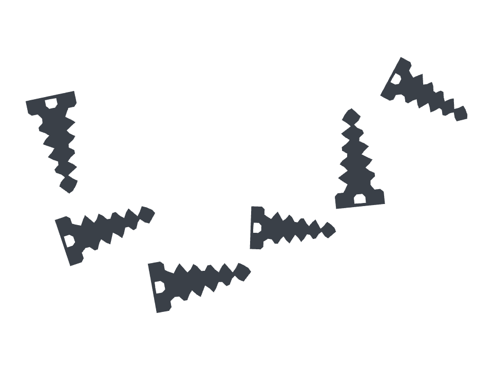 Wood screws drawn along a curved stroke