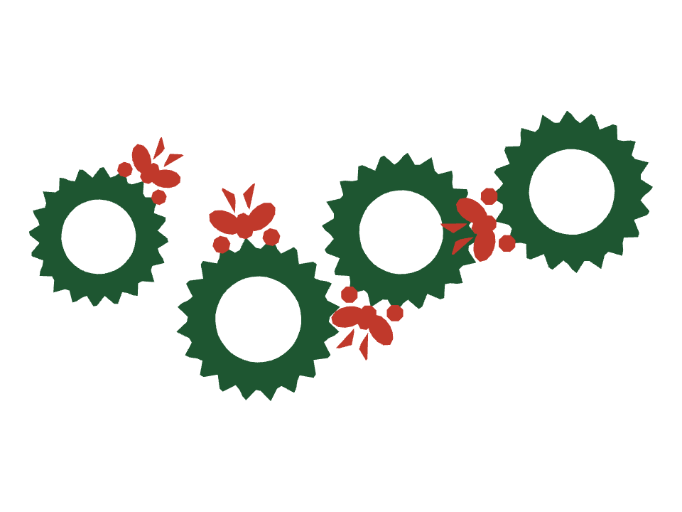 Wreath drawn along a curved stroke