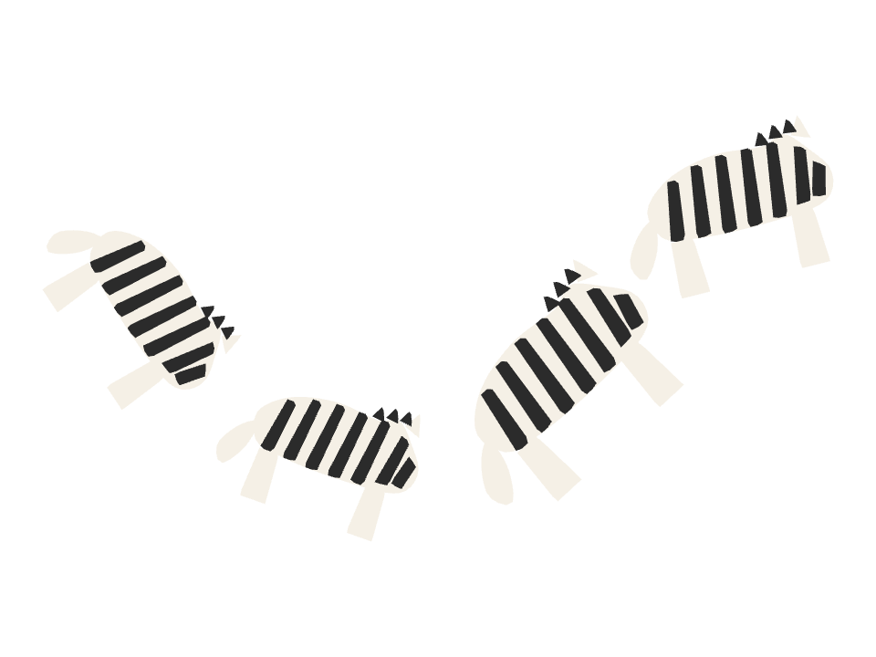 Zebra drawn along a curved stroke