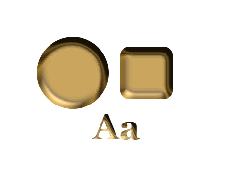 Antique Gold applied to a shape and a letterform