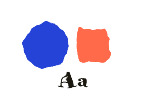 Antique Window applied to a circle, a square and the letters Aa