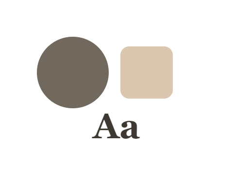 Beige Box applied to a circle, a square and the letters Aa