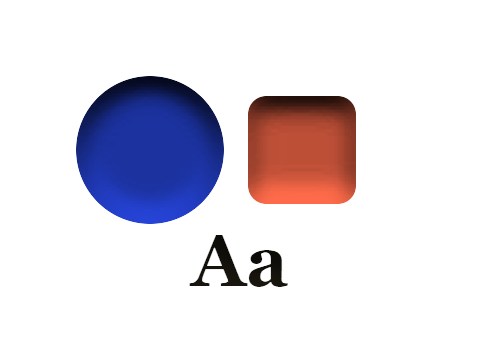 Bowl applied to a circle, a square and the letters Aa