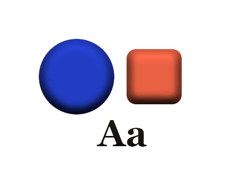 Butterfly Light applied to a circle, a square and the letters Aa
