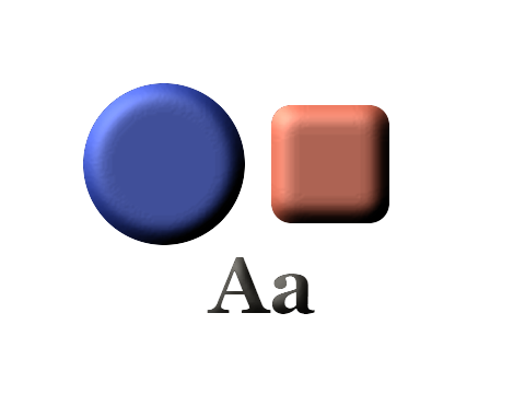 Cast Relief applied to a circle, a square and the letters Aa