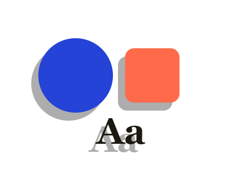 Cast Shadow, Down Left applied to a shape and a letterform