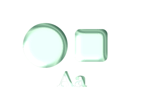 Celadon Glaze applied to a circle, a square and the letters Aa